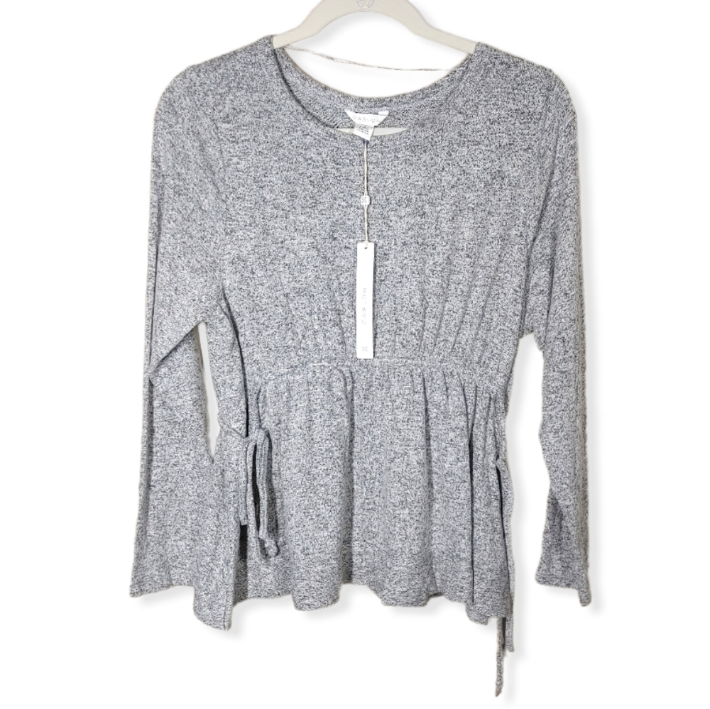 Caslon Heather Gray Tie Waist Sweater Size XS
